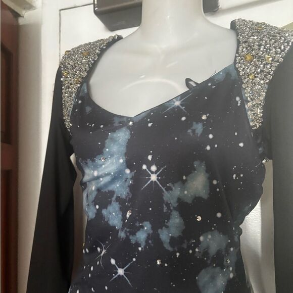Bebe Galaxy Blue Jeweled Mini Dress runway limited addiction collection - Picture 1 of 9
